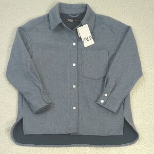 Zara Blue Charcoal Button-Up Flannel Shirt